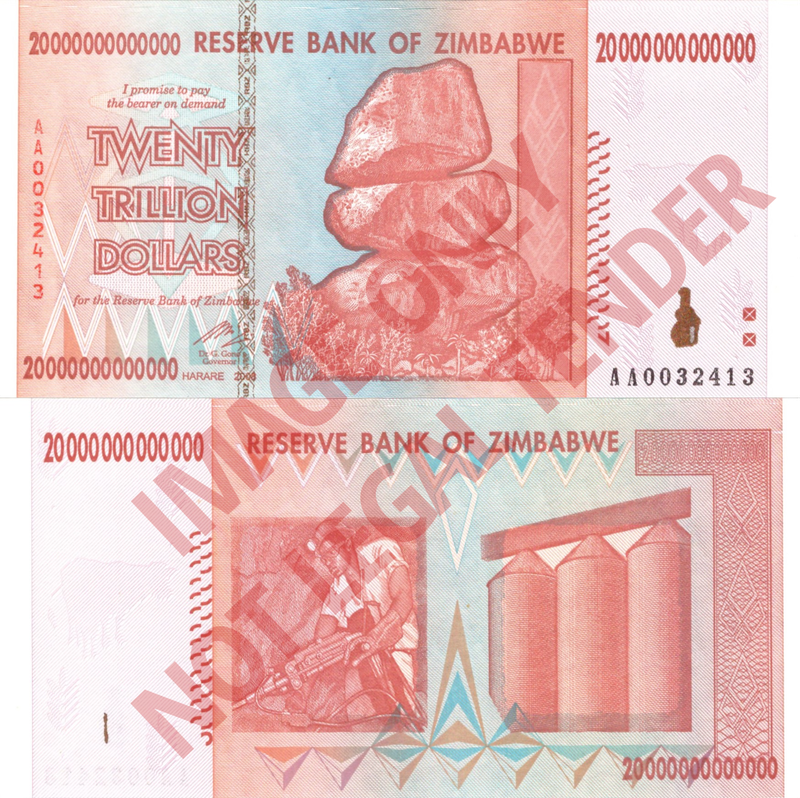 Zimbabwe Z$20 Trillion 2008 Banknote [AA0032413]
